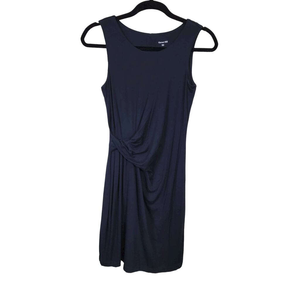 Garnet Hill Women's Ruched Side Sheath Dress Sleeveless Viscose Black Size 2